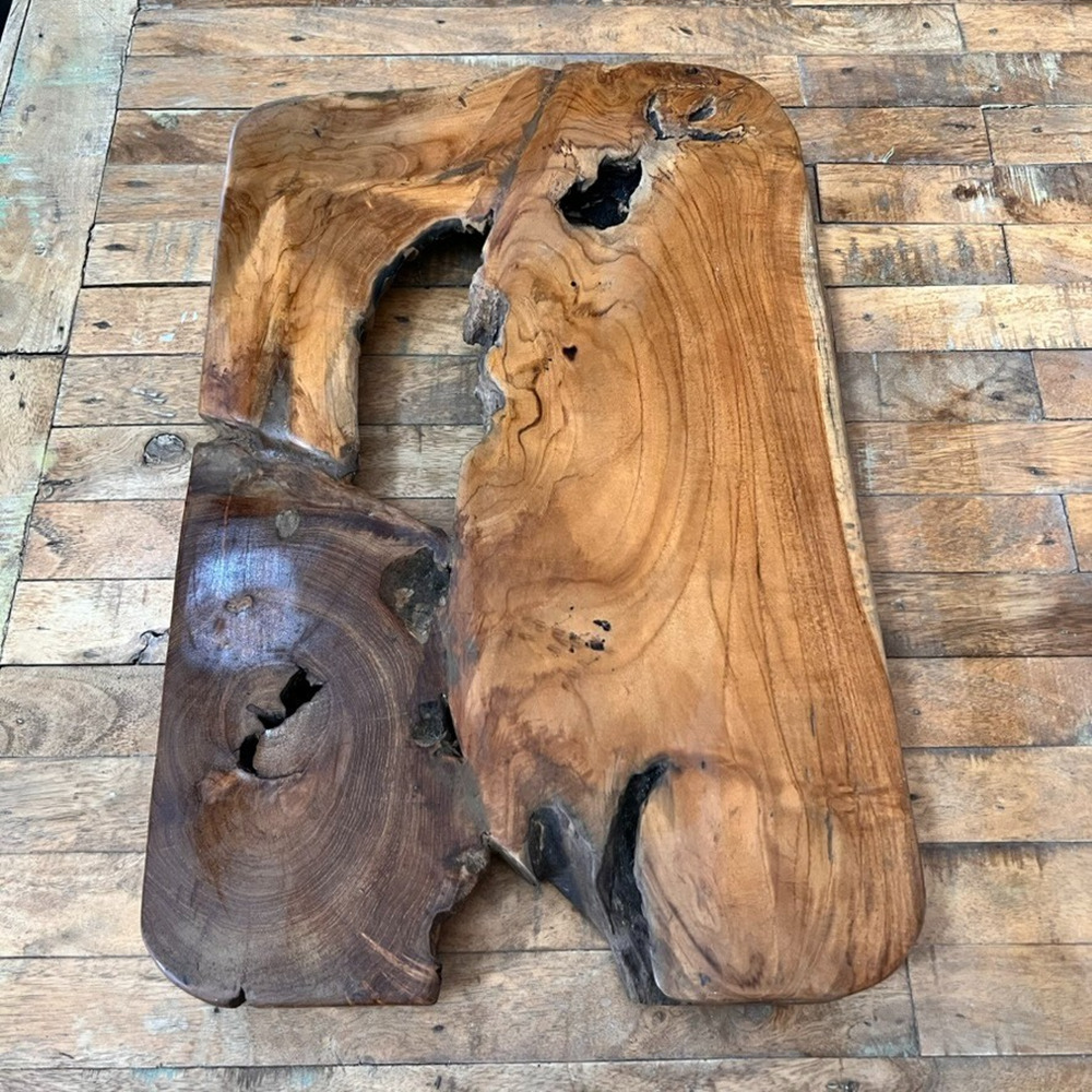Rustic Live Edge Teak Wood Slab Home Decor Wall Art 21.5" x 14"